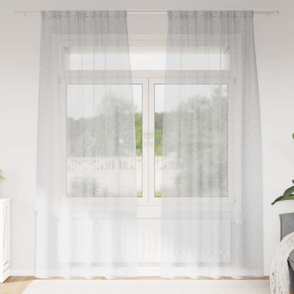 vidaXL Κουρτίνα βυσσινί 2 τμχ. Ανοιχτό γκρι 245 x 140 εκ. Πολυεστέρας