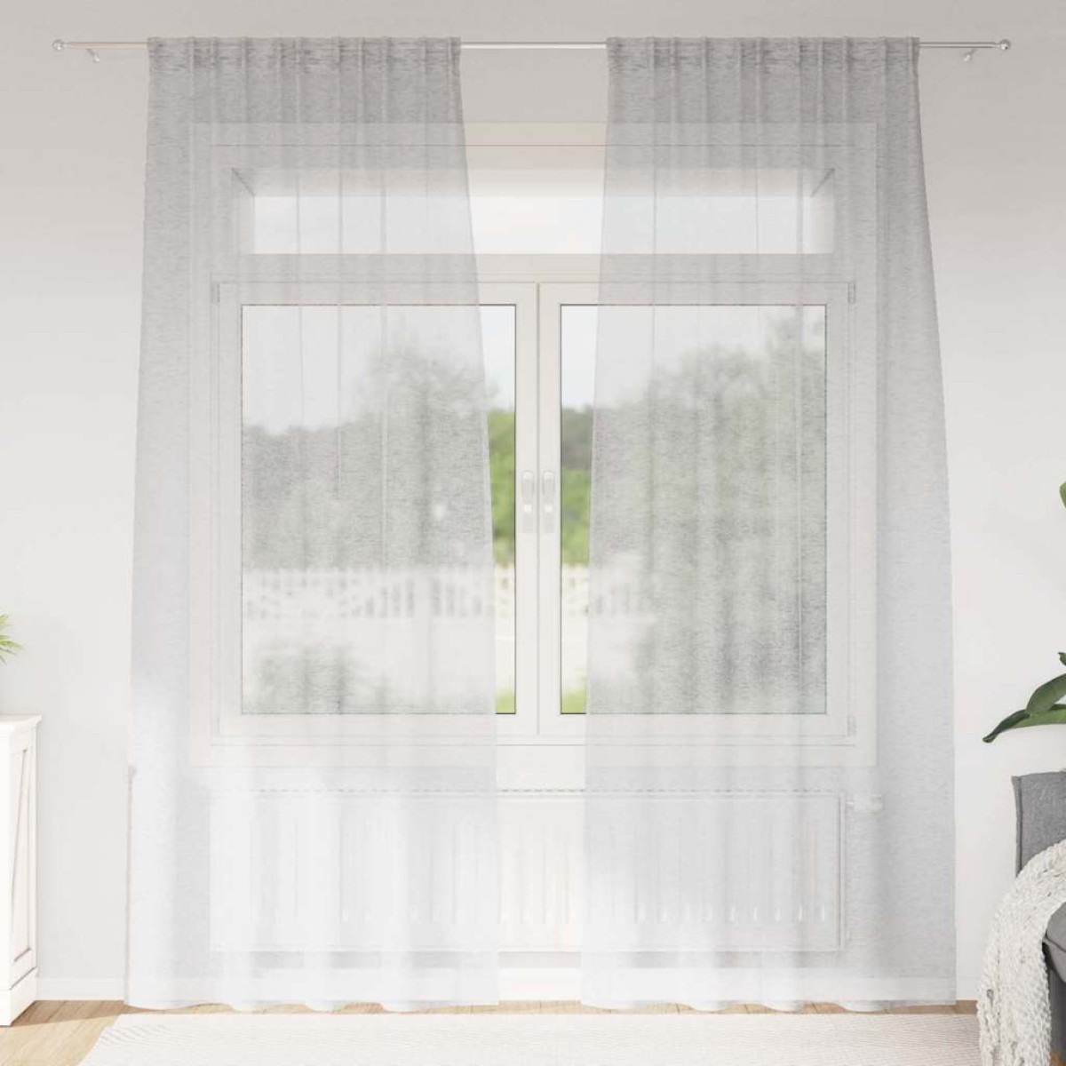 vidaXL Κουρτίνα βυσσινί 2 τμχ. Ανοιχτό γκρι 260 x 140 εκ. Πολυεστέρας
