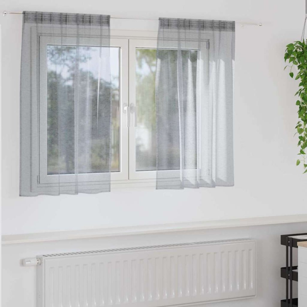 vidaXL Κουρτίνα βυσσινί 2 τμχ. Σκούρο Γκρι 140 x 140 cm Πολυεστέρας