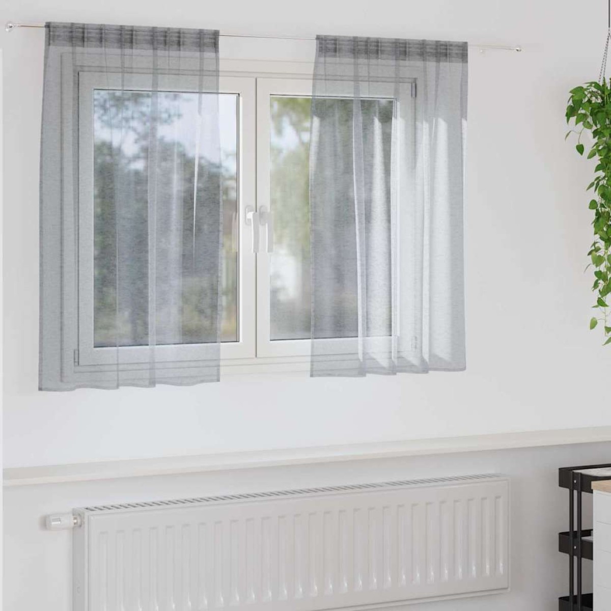 vidaXL Κουρτίνα βυσσινί 2 τμχ. Σκούρο Γκρι 140 x 140 cm Πολυεστέρας
