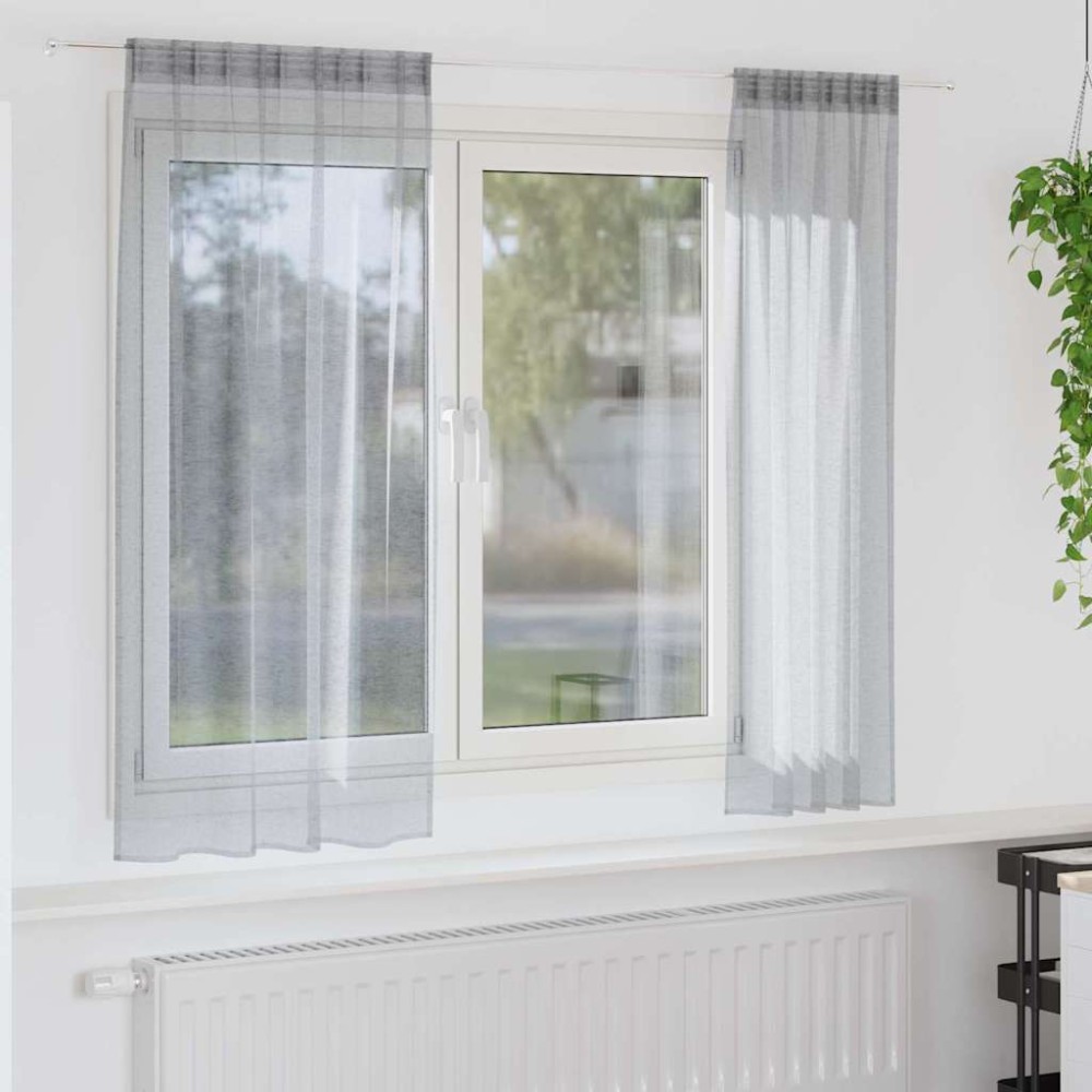 vidaXL Κουρτίνα βυσσινί 2 τμχ. Σκούρο Γκρι 175 x 140 εκ. Πολυεστέρας
