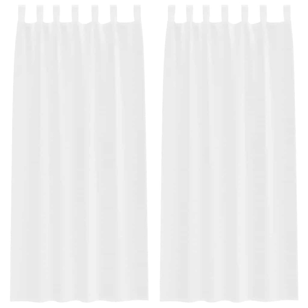 vidaXL Κουρτίνα βυσσινί 2 τμχ. Λευκό 245 x 140 εκ. Πολυεστέρας