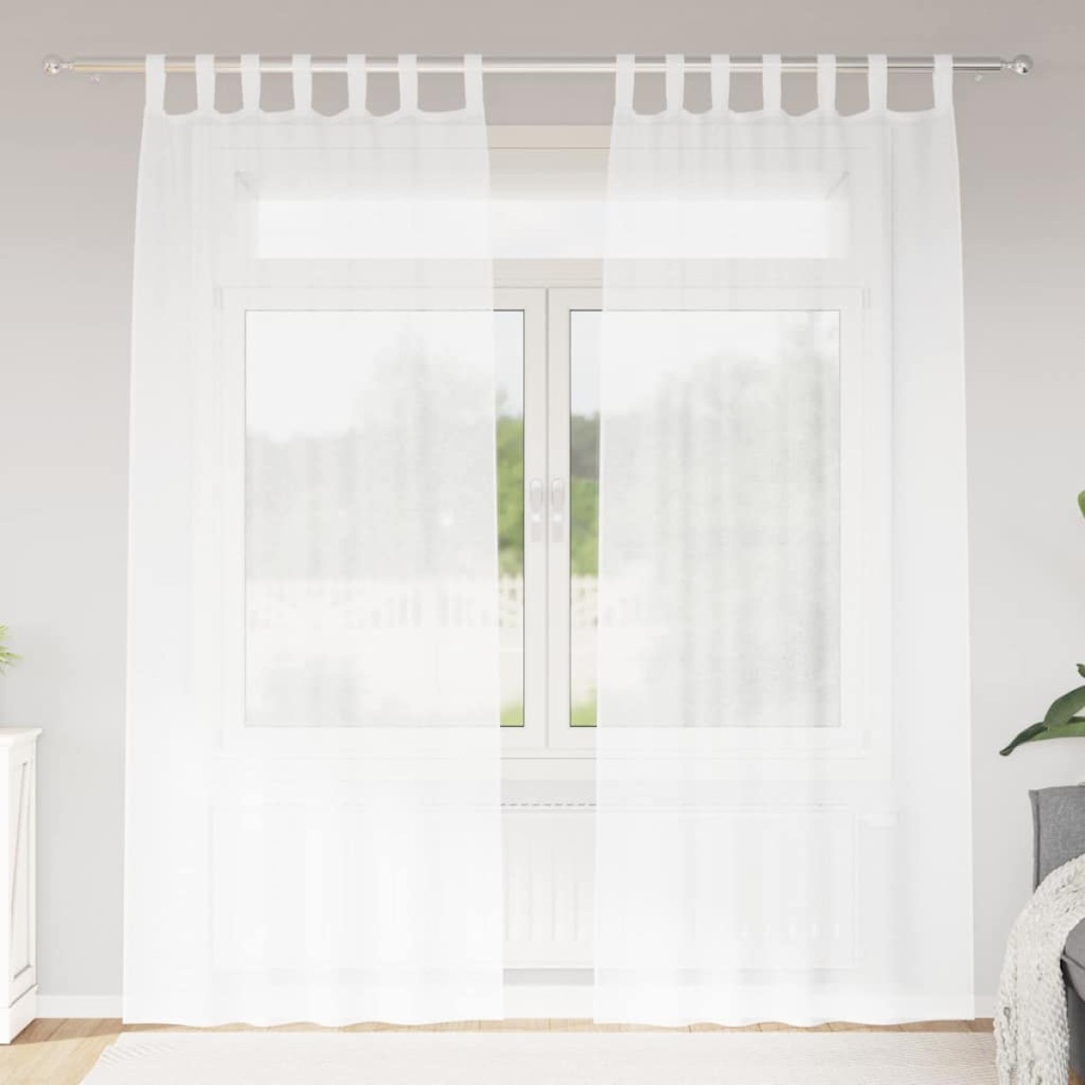vidaXL Κουρτίνα βυσσινί 2 τμχ. Λευκό 245 x 140 εκ. Πολυεστέρας