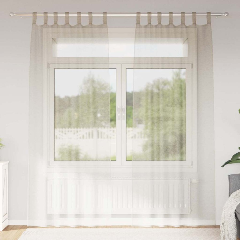vidaXL Κουρτίνα βυσσινί 2 τμχ. Άμμος 225 x 140 εκ. Πολυεστέρας