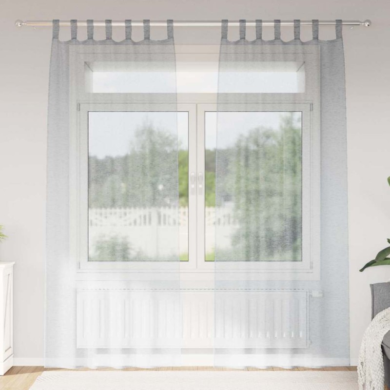 vidaXL Κουρτίνα βυσσινί 2 τμχ. Σκούρο Γκρι 260 x 140 εκ. Πολυεστέρας
