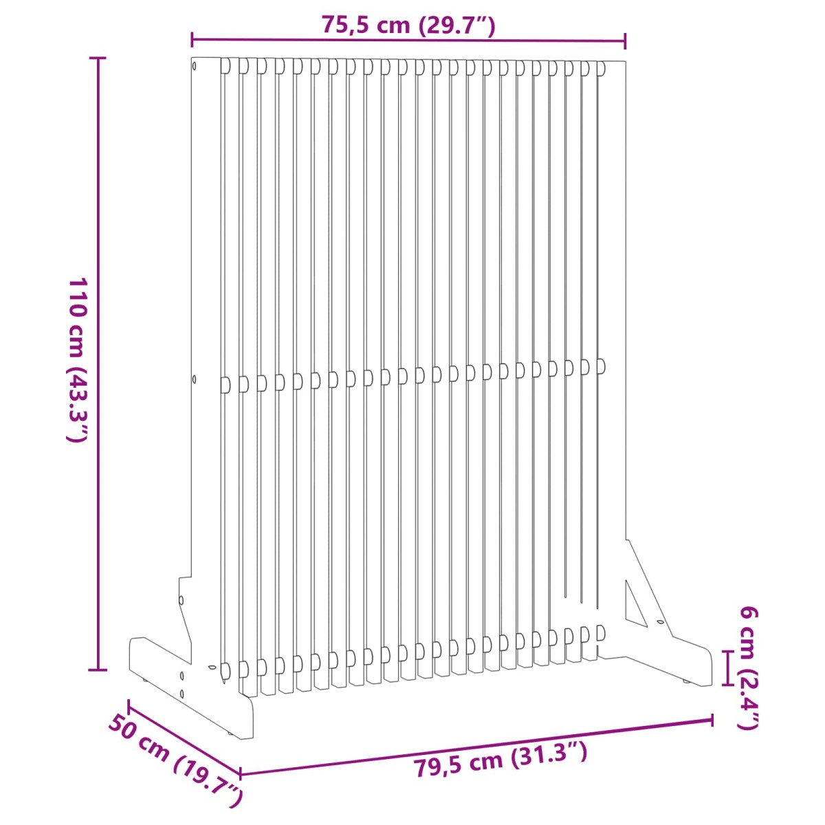 vidaXL Οθόνη Ιδιωτικότητας Καφέ 79,5 x 50 x 110 εκ.