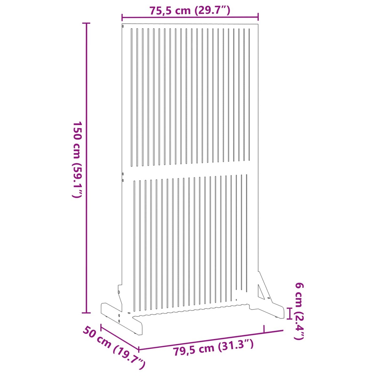 vidaXL Οθόνη Ιδιωτικότητας Καφέ 79,5 x 50 x 150 εκ.