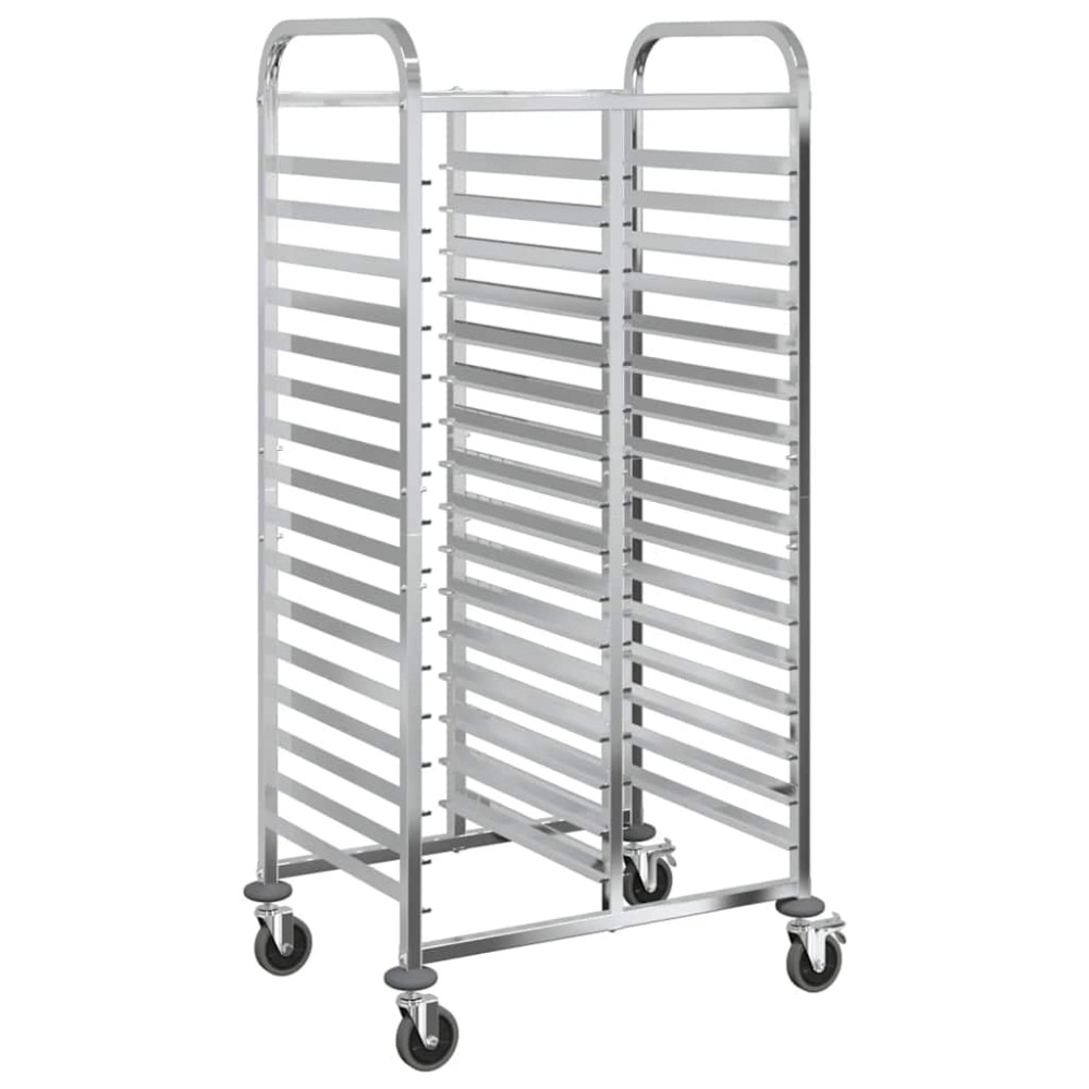 vidaXL Τρόλεϊ Δίσκου με 32 Δοχεία GN 75x55x162,5 εκ. από Ανοξείδωτο Ατσάλι