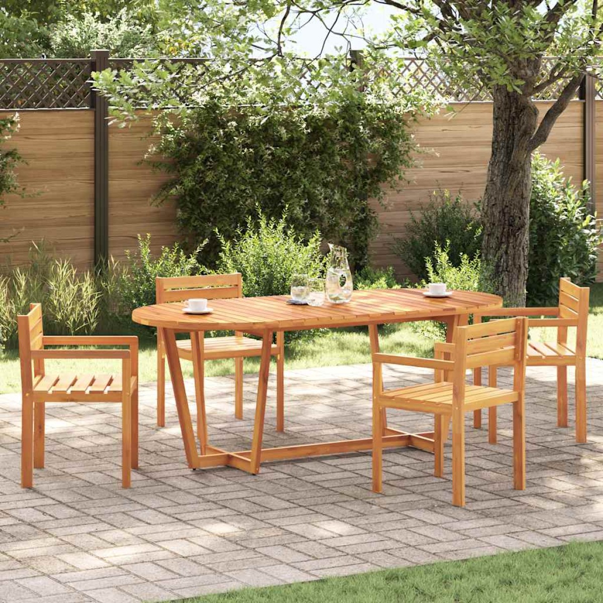 vidaXL Τραπεζαρία Κήπου Οβάλ 200 x 90 x 75 εκ. από Μασίφ Ξύλο Ακακίας