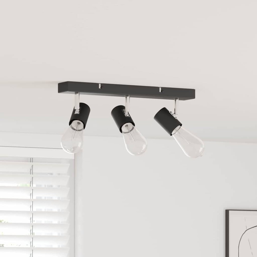 vidaXL Σποτ οροφής με προβολείς Μαύρο 38 x 6,5 x 11,5 εκ Μέταλλο
