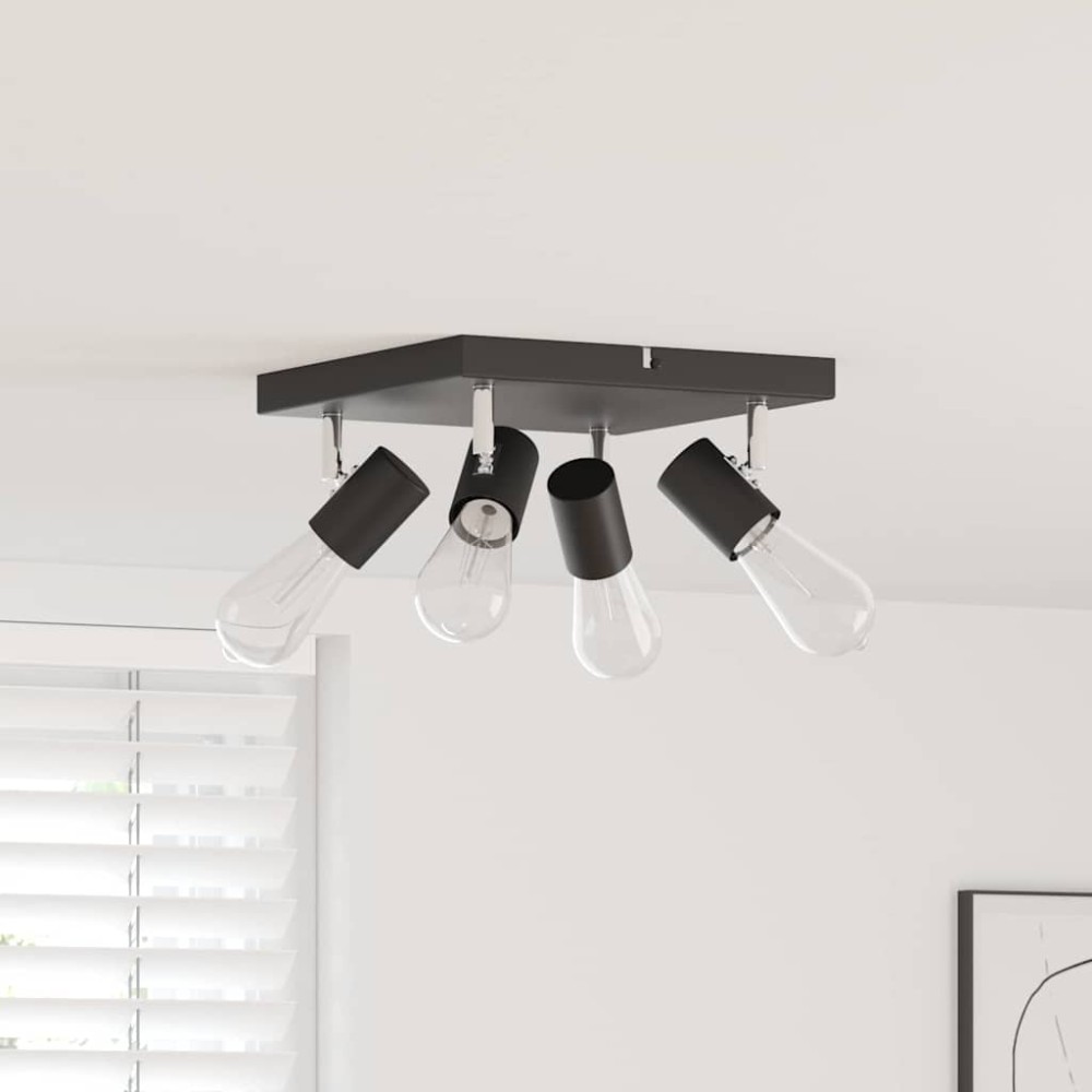 vidaXL Σποτ οροφής με προβολείς Μαύρο 26,5 x 26 x 11,5 εκ Μέταλλο