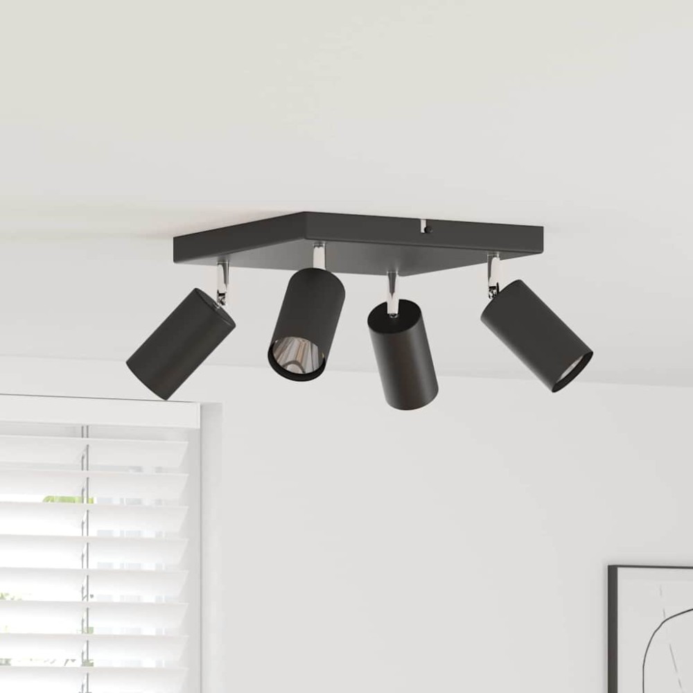 vidaXL Σποτ οροφής με προβολείς Μαύρο 26 x 26 x 16 εκ Μέταλλο