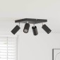 vidaXL Σποτ οροφής με προβολείς Μαύρο 26 x 26 x 16 εκ Μέταλλο