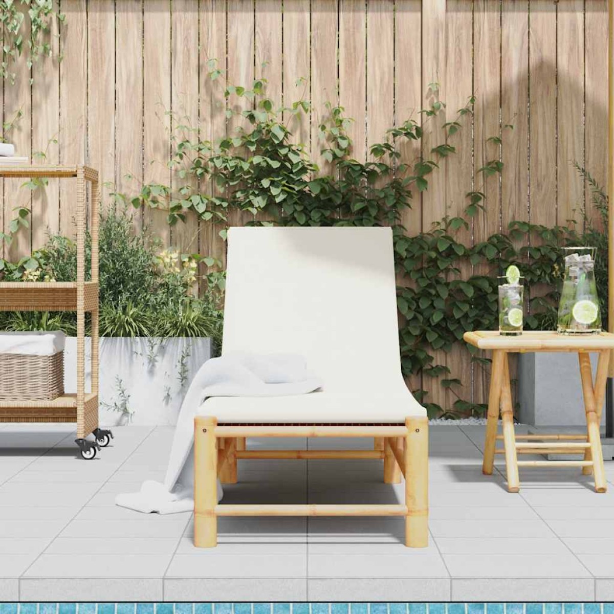 vidaXL Ξαπλώστρα με Μαξιλάρια 55 x 199 x 30 εκ. από Μπαμπού