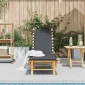 vidaXL Ξαπλώστρα με Μαύρο Υφασμάτινο Ιμάντα 55 x 200 x 30 εκ. από Μπαμπού