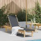 vidaXL Ξαπλώστρα με Μαύρο Υφασμάτινο Ιμάντα 55 x 200 x 30 εκ. από Μπαμπού