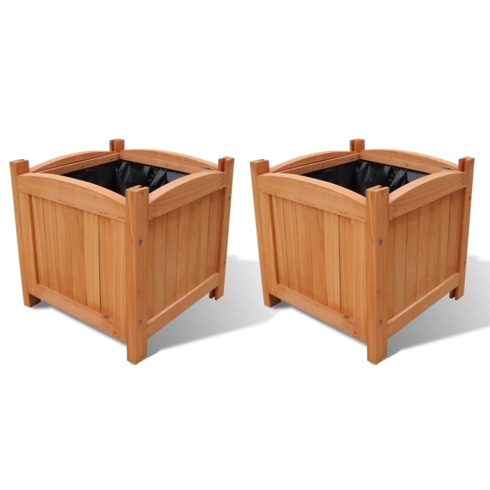 vidaXL Ζαρντινιέρες Υπερυψωμένες Σετ των 2 30 x 30 x 30 εκ. Ξύλινες