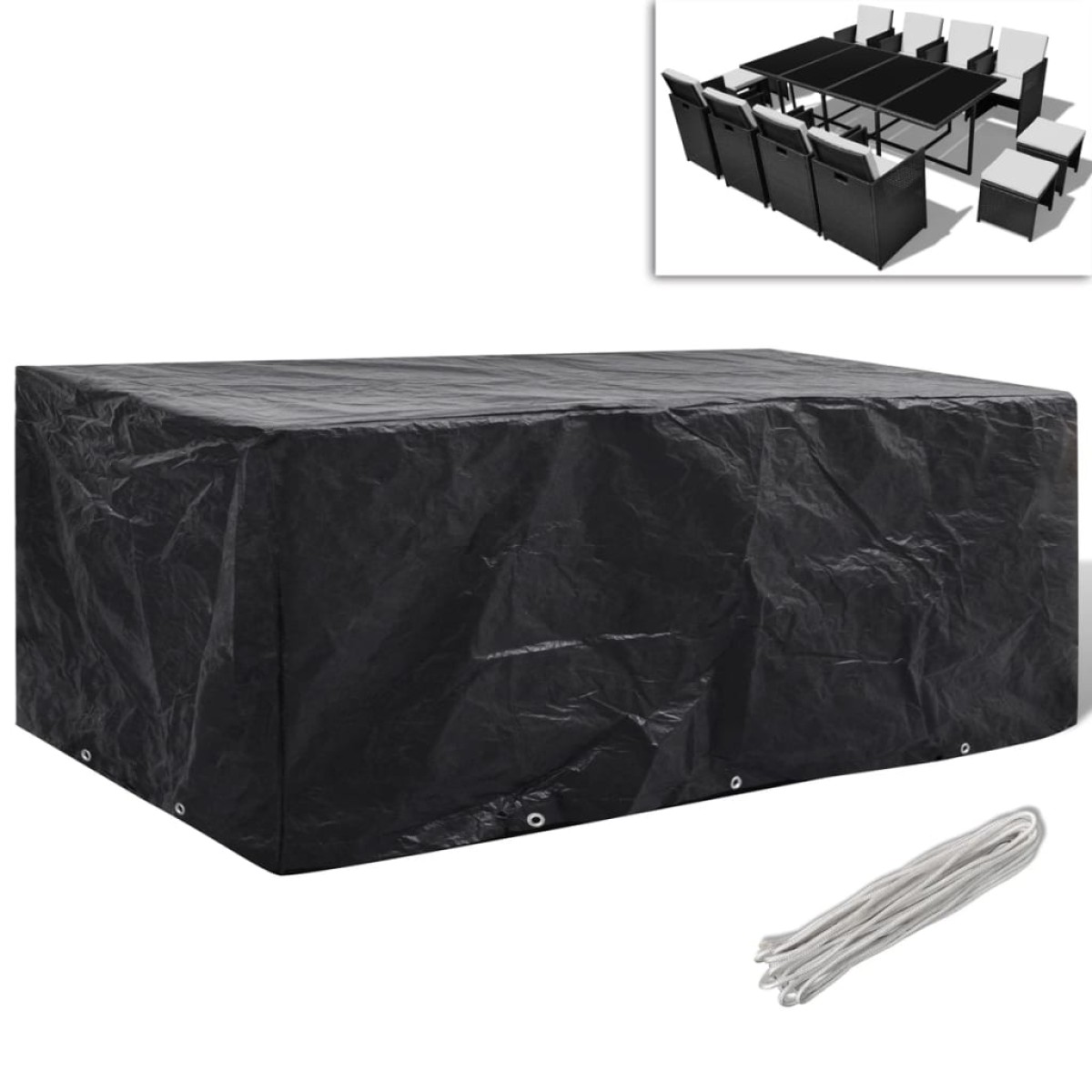vidaXL Κάλυμμα Επίπλων Κήπου με 8 Κρίκους 229 x 113 x 73 εκ.