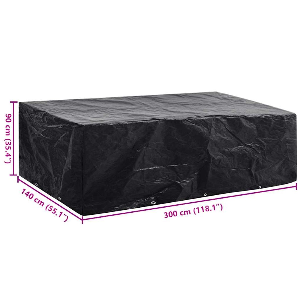 vidaXL Κάλυμμα Επίπλων Κήπου με 8 Κρίκους 300 x 140 x 90 εκ.