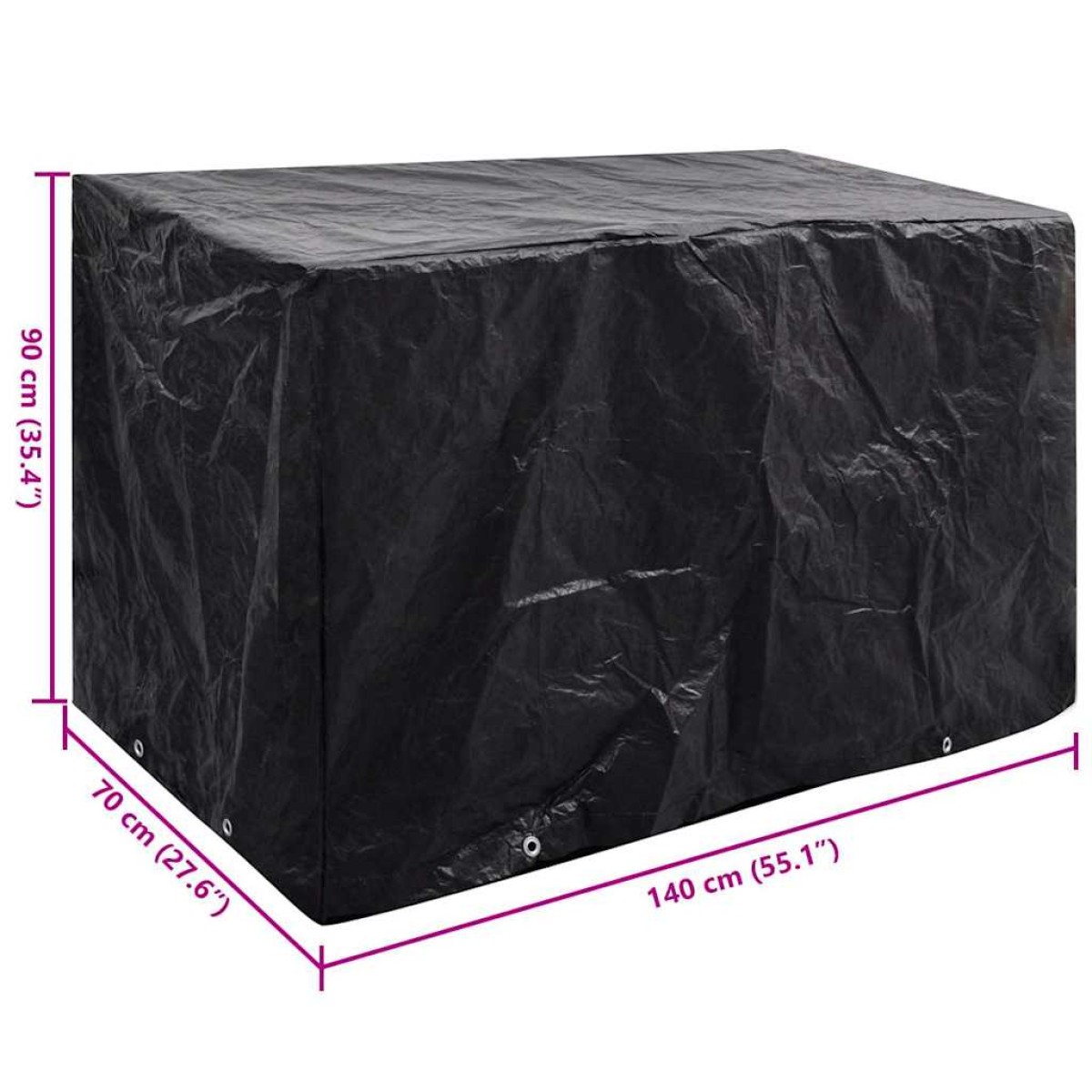 vidaXL Κάλυμμα Επίπλων Κήπου με 8 Κρίκους 140 x 70 x 90 εκ.