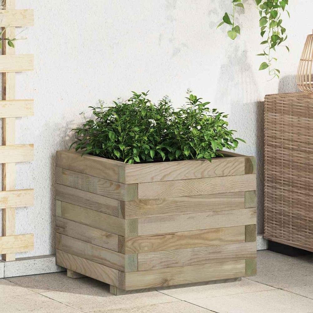 vidaXL Ζαρντινιέρα Υπερυψωμένη Τετράγωνη 50 x 50 x 40 εκ. Ξύλινη