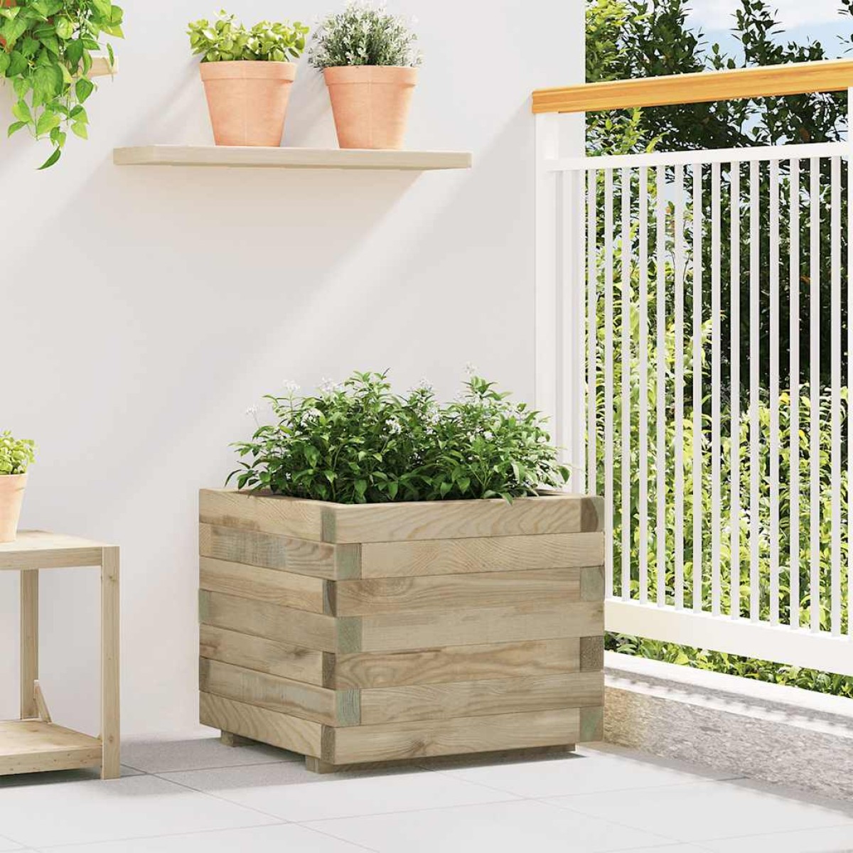 vidaXL Ζαρντινιέρα Υπερυψωμένη Τετράγωνη 50 x 50 x 40 εκ. Ξύλινη