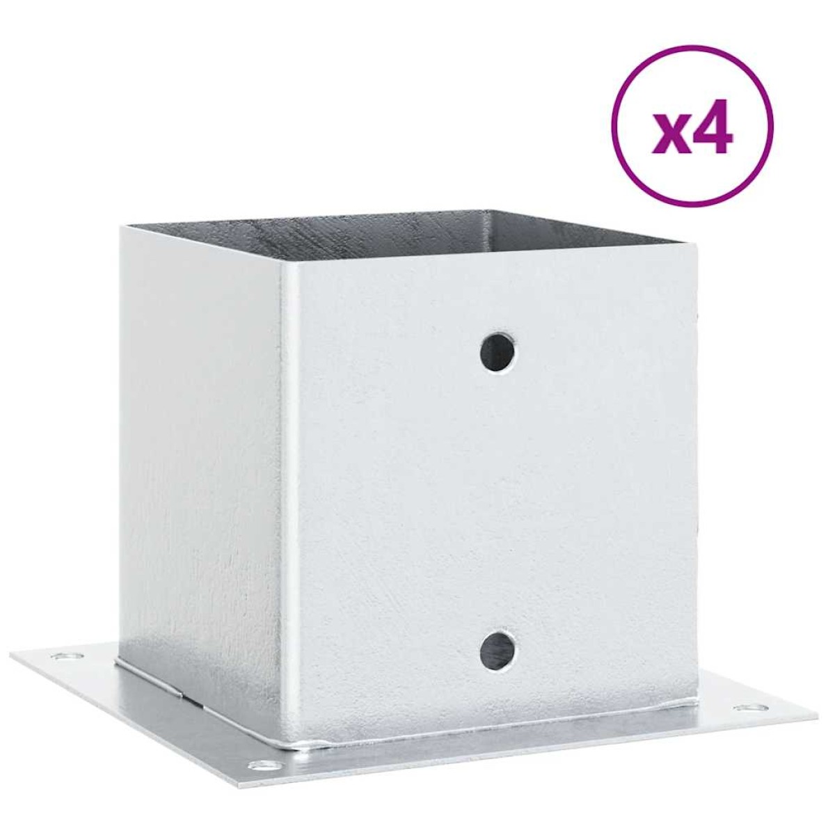 vidaXL Βάσεις στύλων τετράγωνες 4 τεμάχια Ασημί Γαλβανισμένος χάλυβας