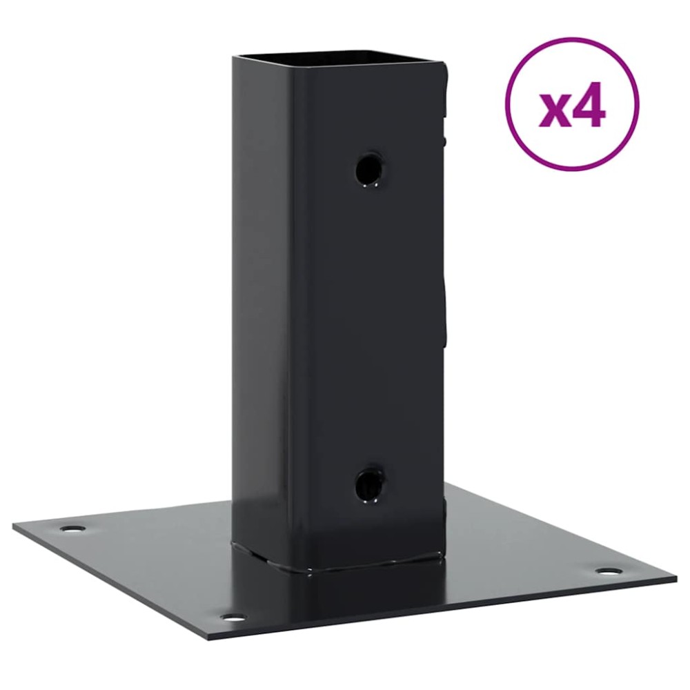 vidaXL Βάσεις στύλων τετράγωνες 4 τεμάχια Χάλυβας με επικάλυψη σκόνης