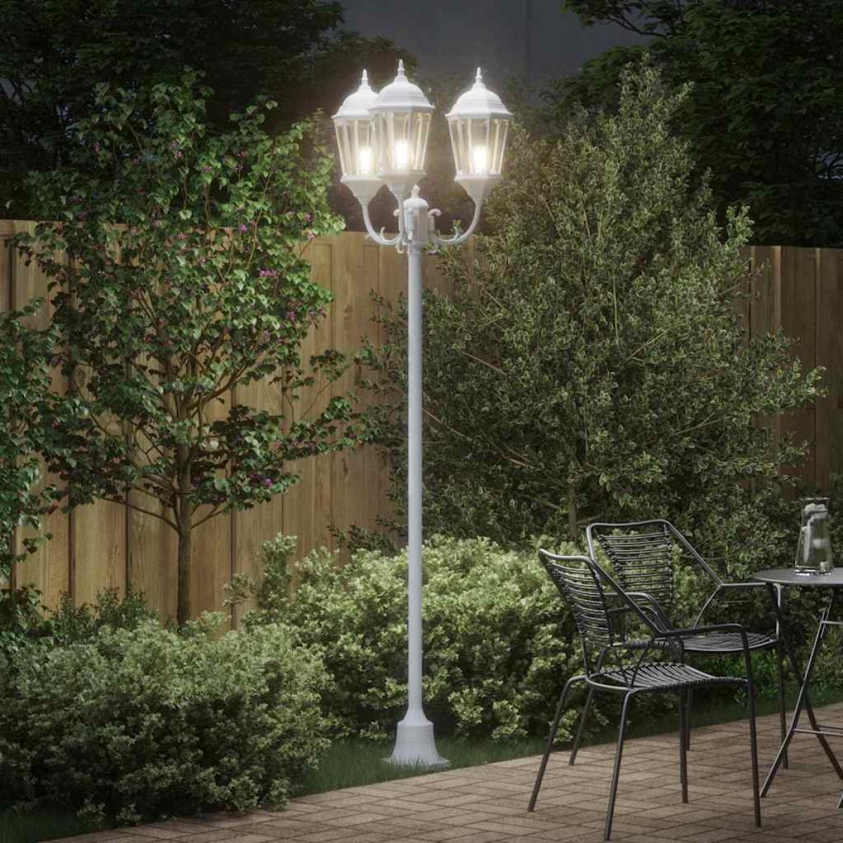 vidaXL Φωτιστικό Κήπου Λευκό 57 x 49 x 241 εκ. Αλουμίνιο και Γυαλί