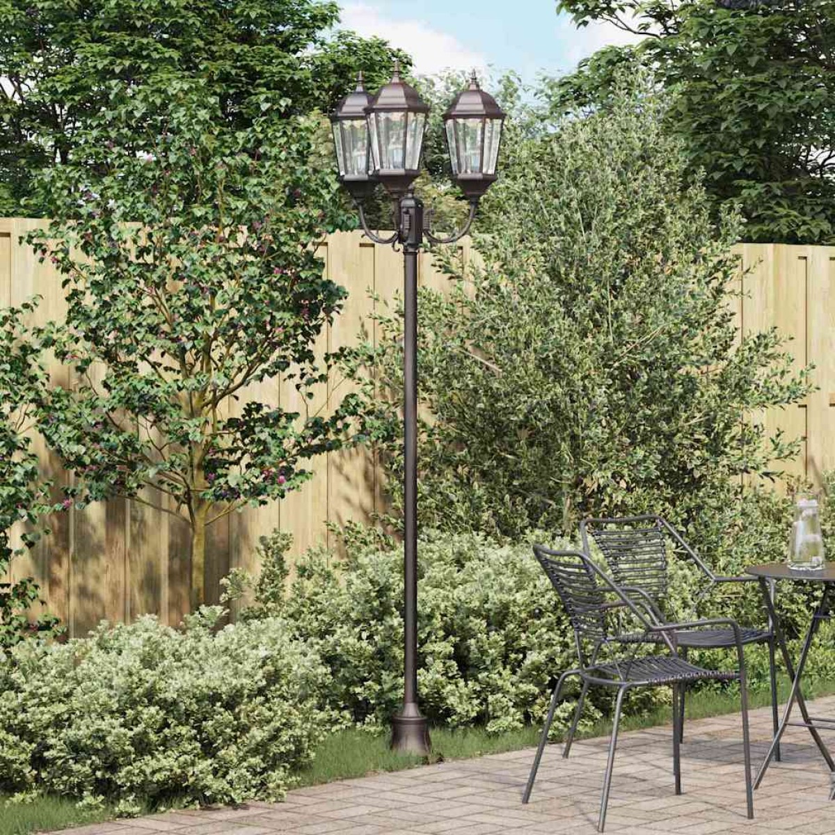 vidaXL Φωτιστικό Κήπου Μπρονζέ 57 x 49 x 241 εκ. Αλουμίνιο και Γυαλί
