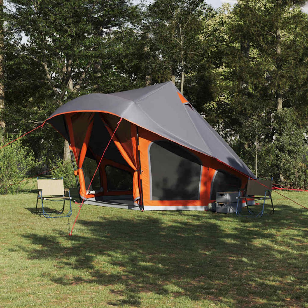 vidaXL Σκηνή Τιπί Γκρι και Πορτοκαλί 508 x 470 x 300 εκ ταφτάς