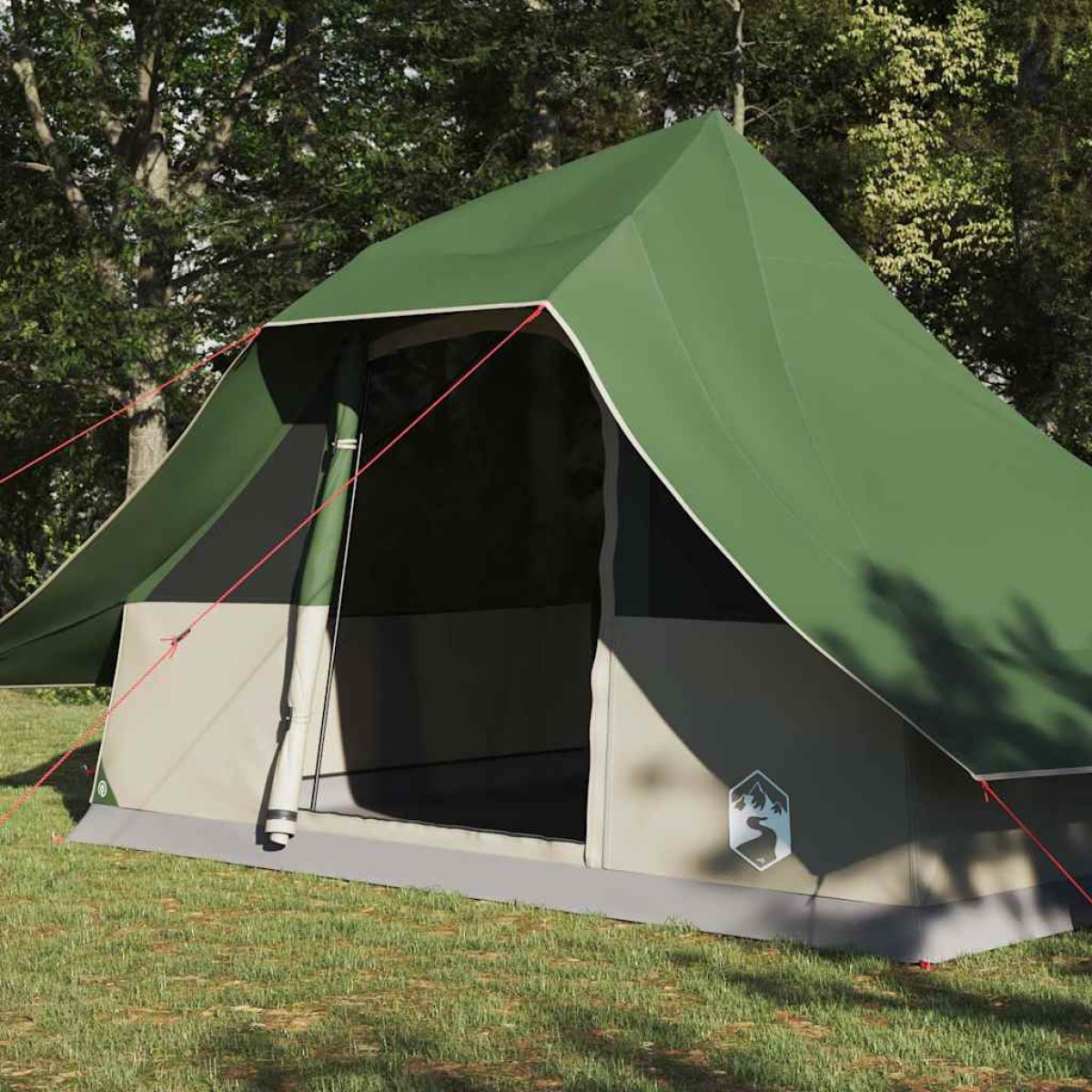 vidaXL Σκηνή Τιπί με στέγη Πράσινο 364 x 281 x 257 εκ. ταφτάς