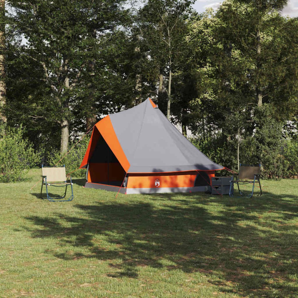 vidaXL Σκηνή Τιπί Γκρι και Πορτοκαλί 400 x 346 x 250 εκ. ταφτάς