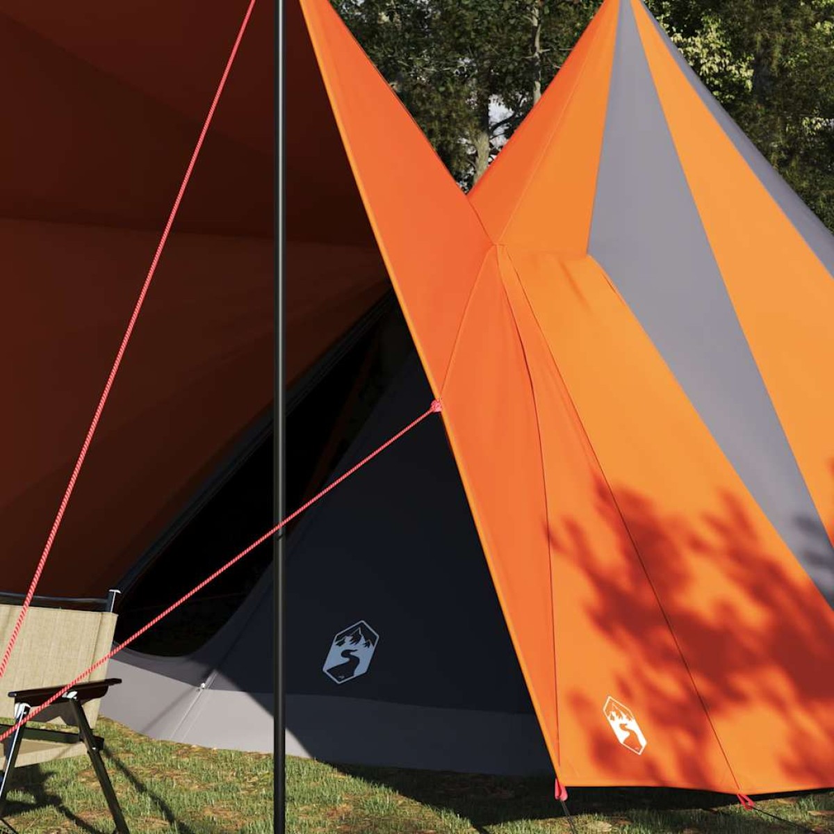 vidaXL Σκηνή Τιπί Γκρι και Πορτοκαλί 510 x 690 x 330 εκ. ταφτάς