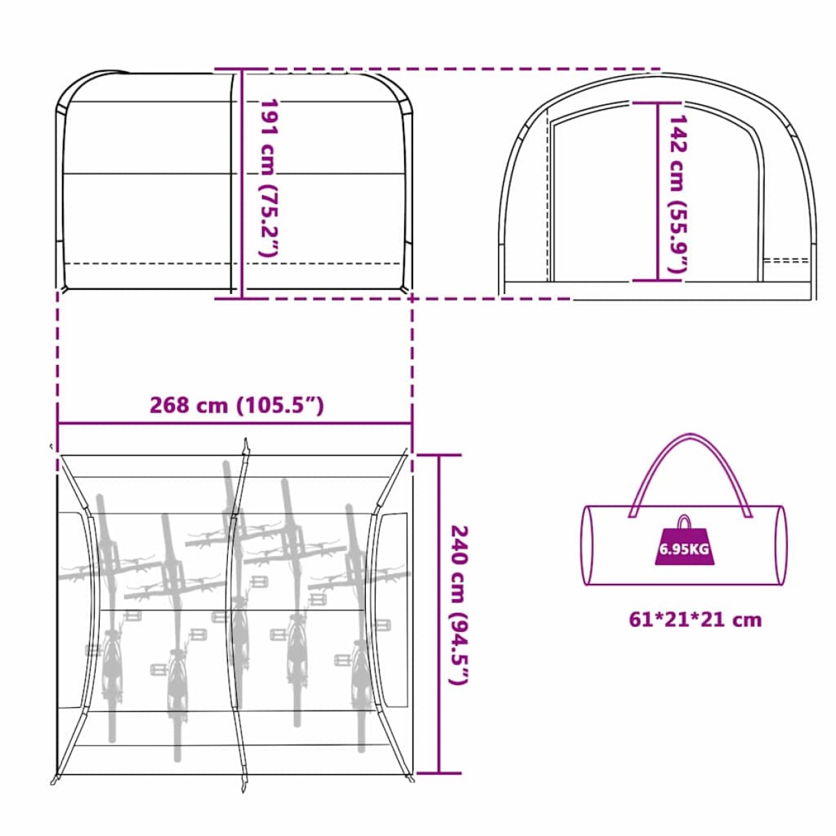 vidaXL Σκηνή Γκρι και πορτοκαλί 268 x 240 x 191 cm Πολυεστέρας