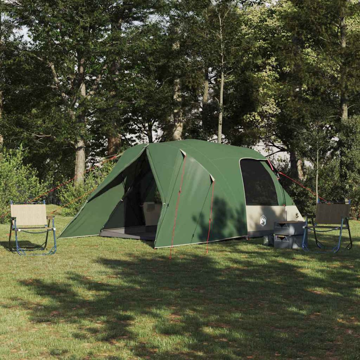 vidaXL Σκηνή Dome 4 Ατόμων με στέγη Πράσινο 455 x 252 x 178 εκ