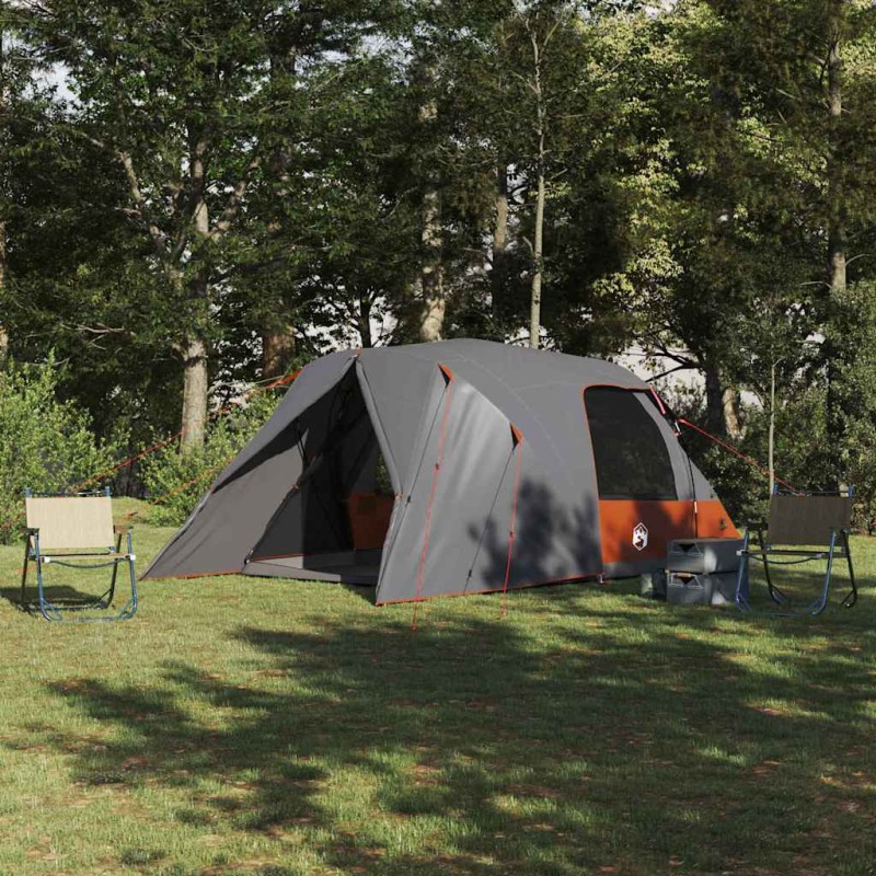 vidaXL Σκηνή Dome 4 Ατόμων Γκρι και Πορτοκαλί 455 x 252 x 178 εκ