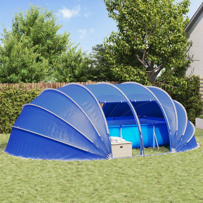 vidaXL Σκηνή πισίνας τύπου θόλου 538 x 440 x 204 εκ. Αζούρ Μπλε