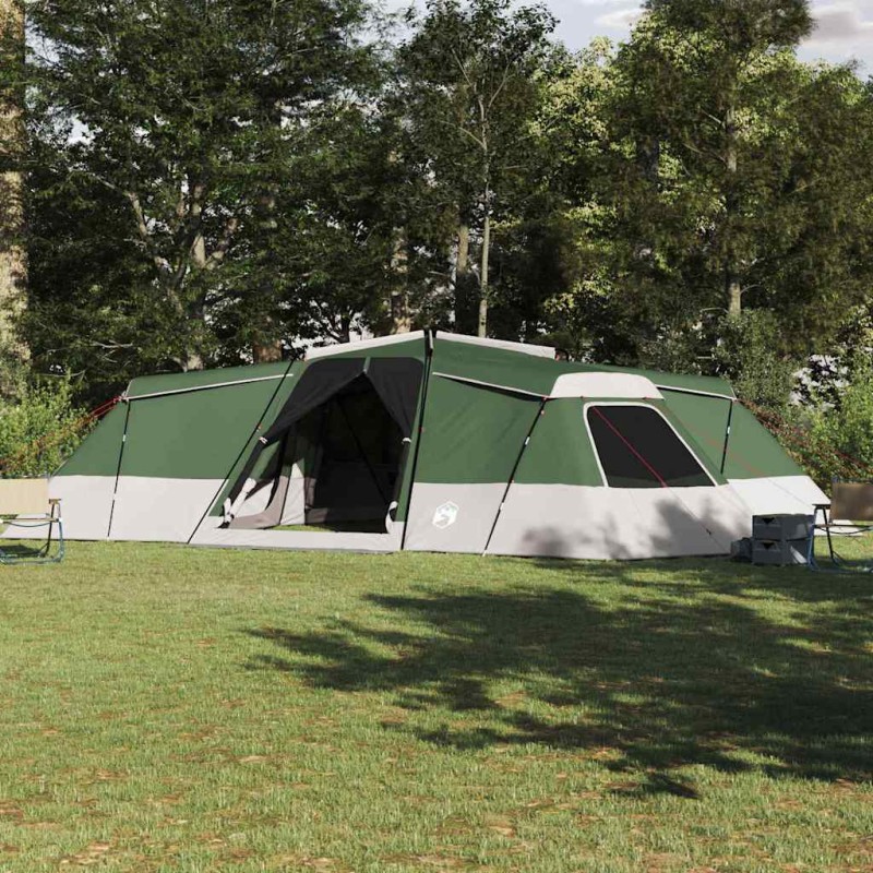 vidaXL Οικογενειακή Σκηνή με στέγη Πράσινο 833 x 585 x 216 εκ ταφτάς