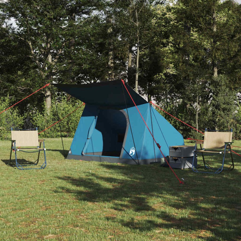 vidaXL Σκηνή Camping με στέγη Μπλε 282 x 225 x 154 εκ ταφτάς