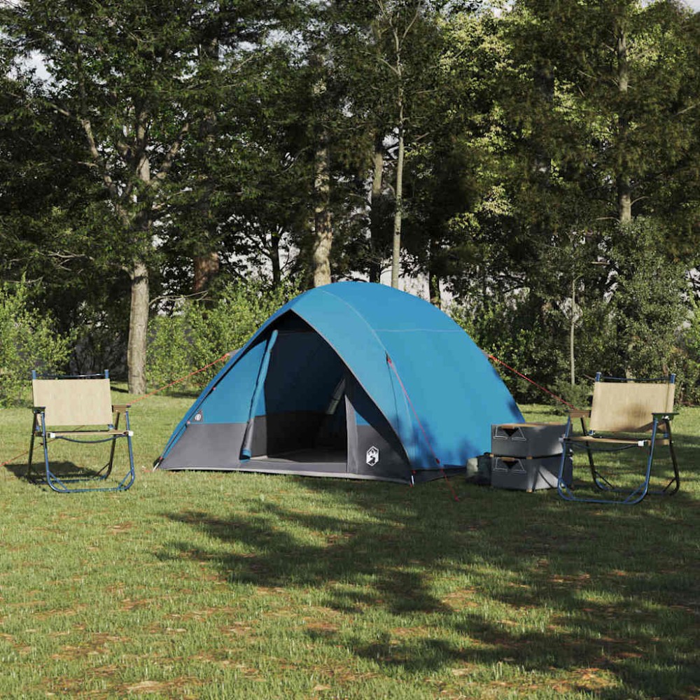 vidaXL Σκηνή Camping με στέγη Μπλε 320 x 275 x 190 εκ. ταφτάς