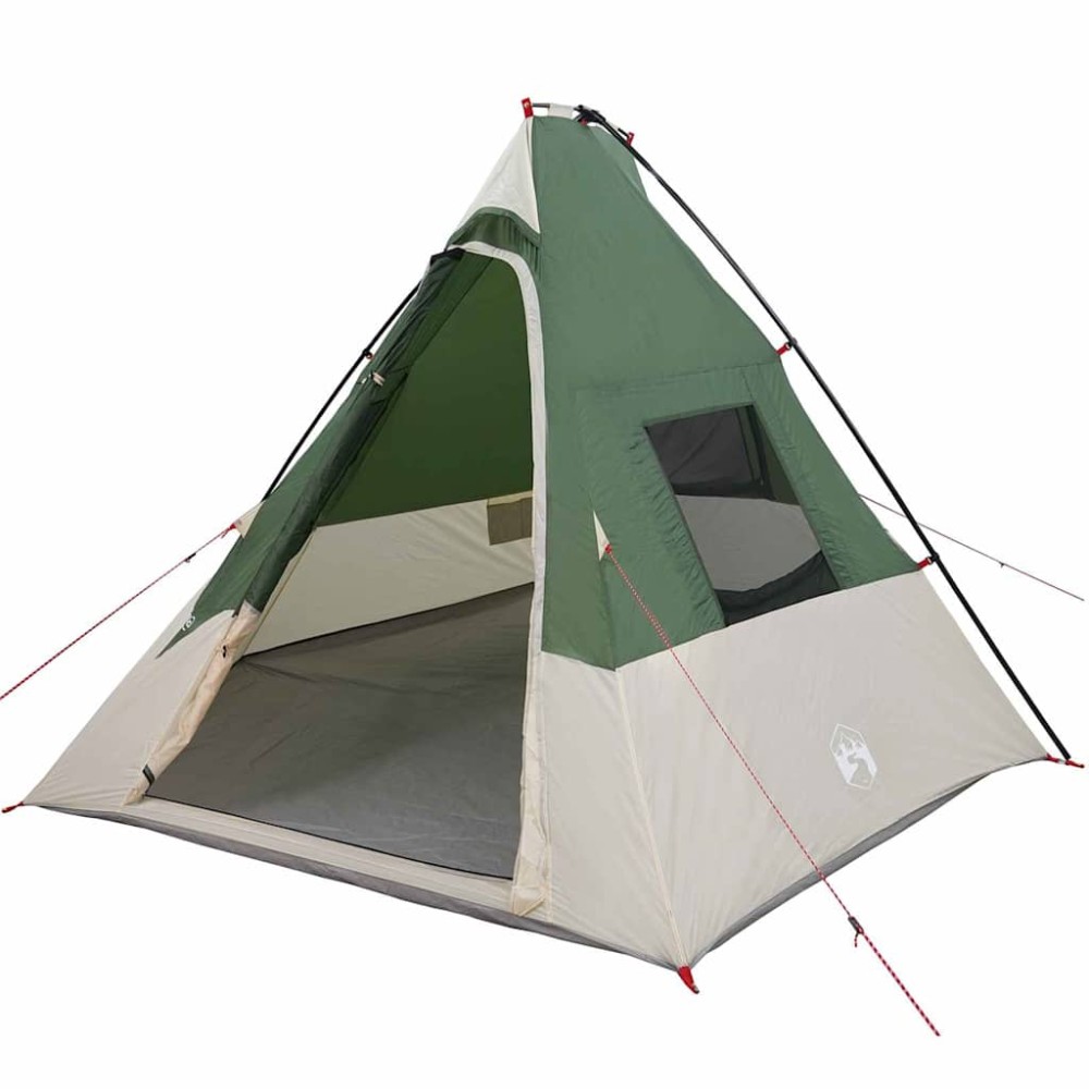 vidaXL Σκηνή Τιπί με στέγη Πράσινο 383 x 338 x 217 εκ. ταφτάς
