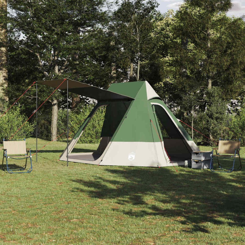 vidaXL Σκηνή Camping με στέγη Πράσινο 482 x 360 x 227 εκ ταφτάς