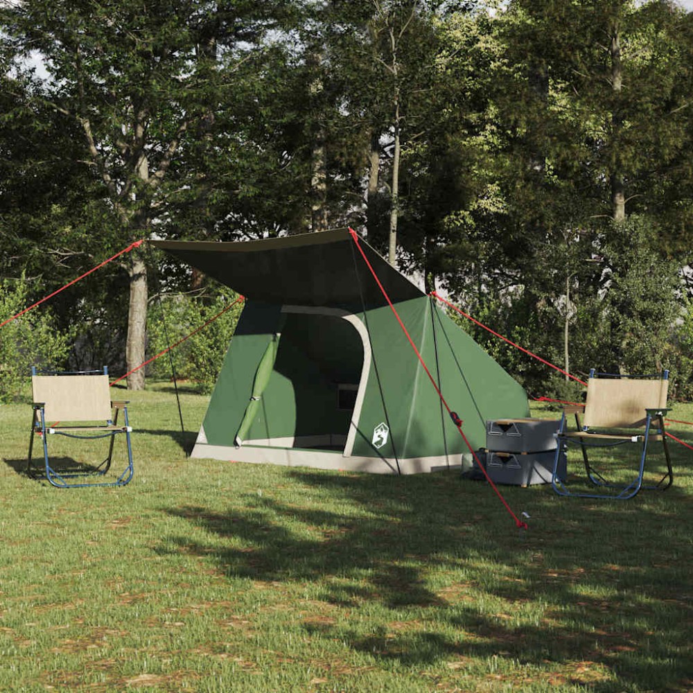 vidaXL Σκηνή Camping με στέγη Πράσινο 223 x 163 x 130 εκ ταφτάς