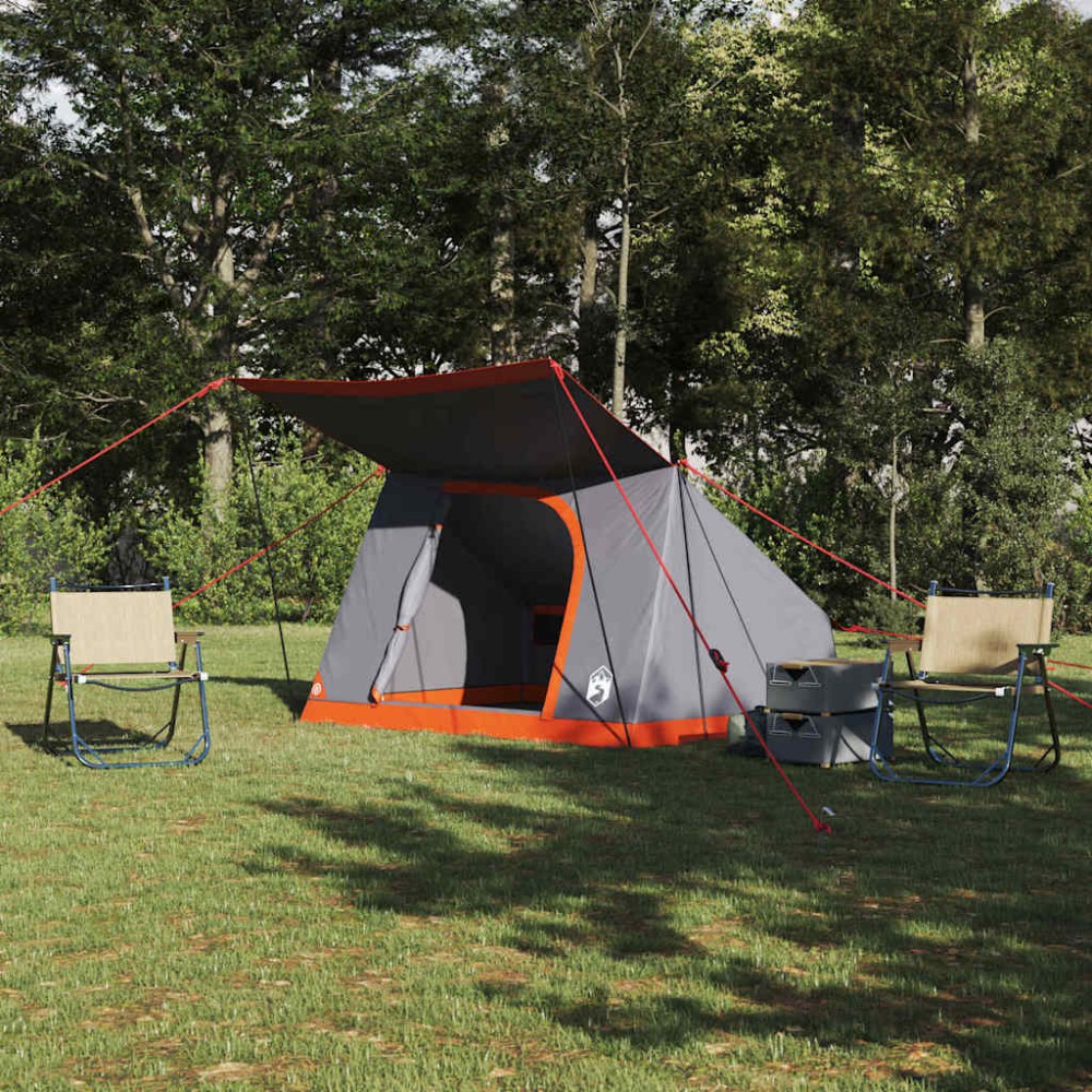 vidaXL Σκηνή Camping Γκρι και Πορτοκαλί 223 x 163 x 130 εκ ταφτάς