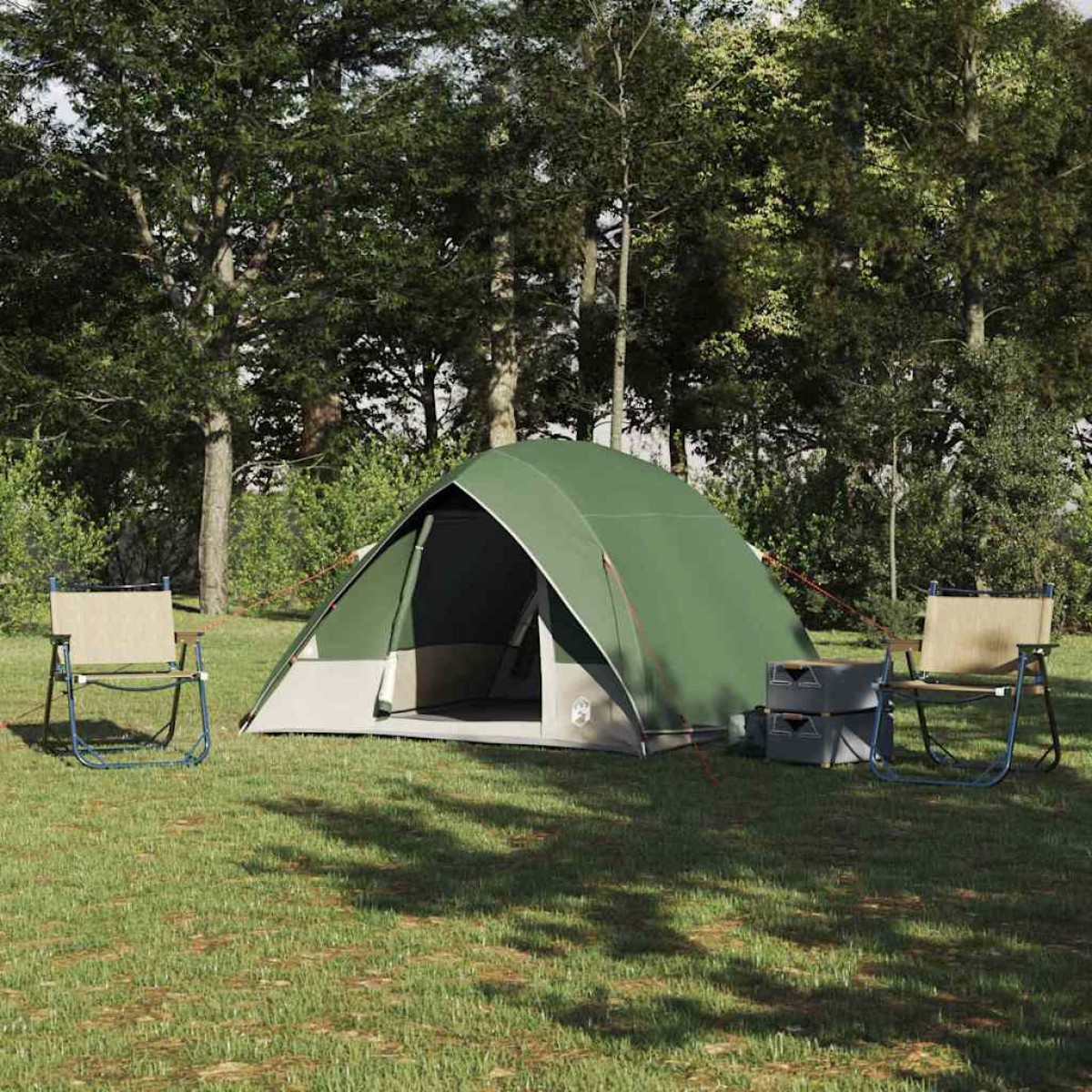 vidaXL Σκηνή Camping με στέγη Πράσινο 275 x 230 x 140 εκ. ταφτάς