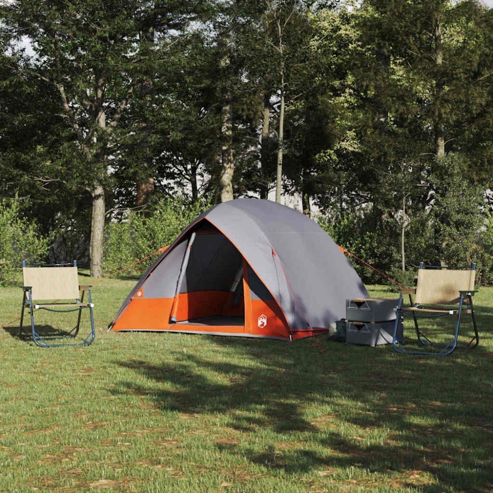 vidaXL Σκηνή Camping Γκρι και Πορτοκαλί 275 x 230 x 140 εκ. ταφτάς