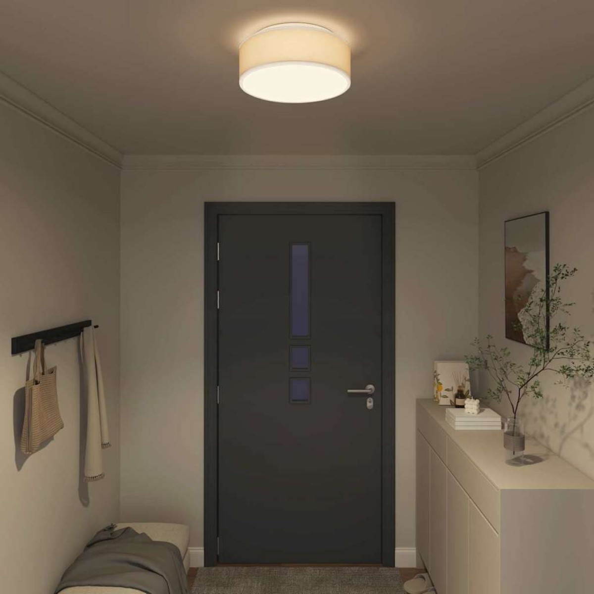 vidaXL Λάμπα Οροφής με προβολείς Λευκό 38 x 38 x 13,5 εκ ύφασμα