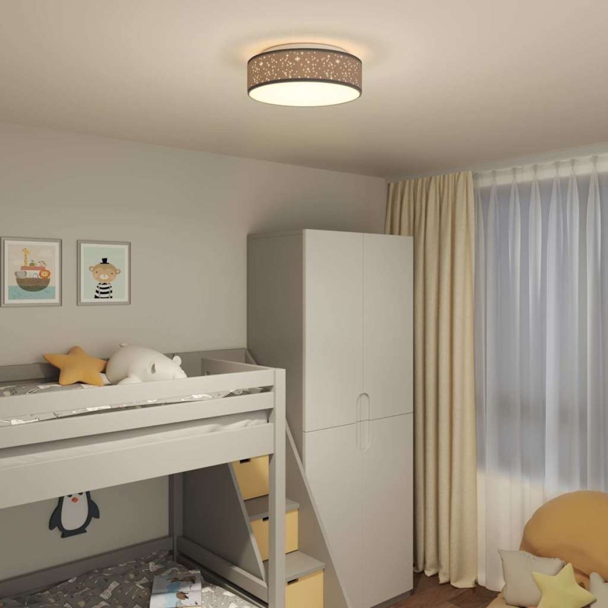 vidaXL Λάμπα Οροφής με προβολείς Μαύρο 38 x 38 x 13,5 εκ ύφασμα