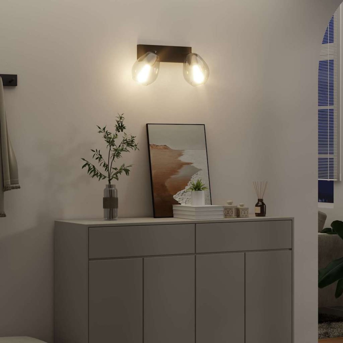 vidaXL Σποτ οροφής Μαύρο 33 x 13 x 26 εκ. Γυαλί και Μέταλλο